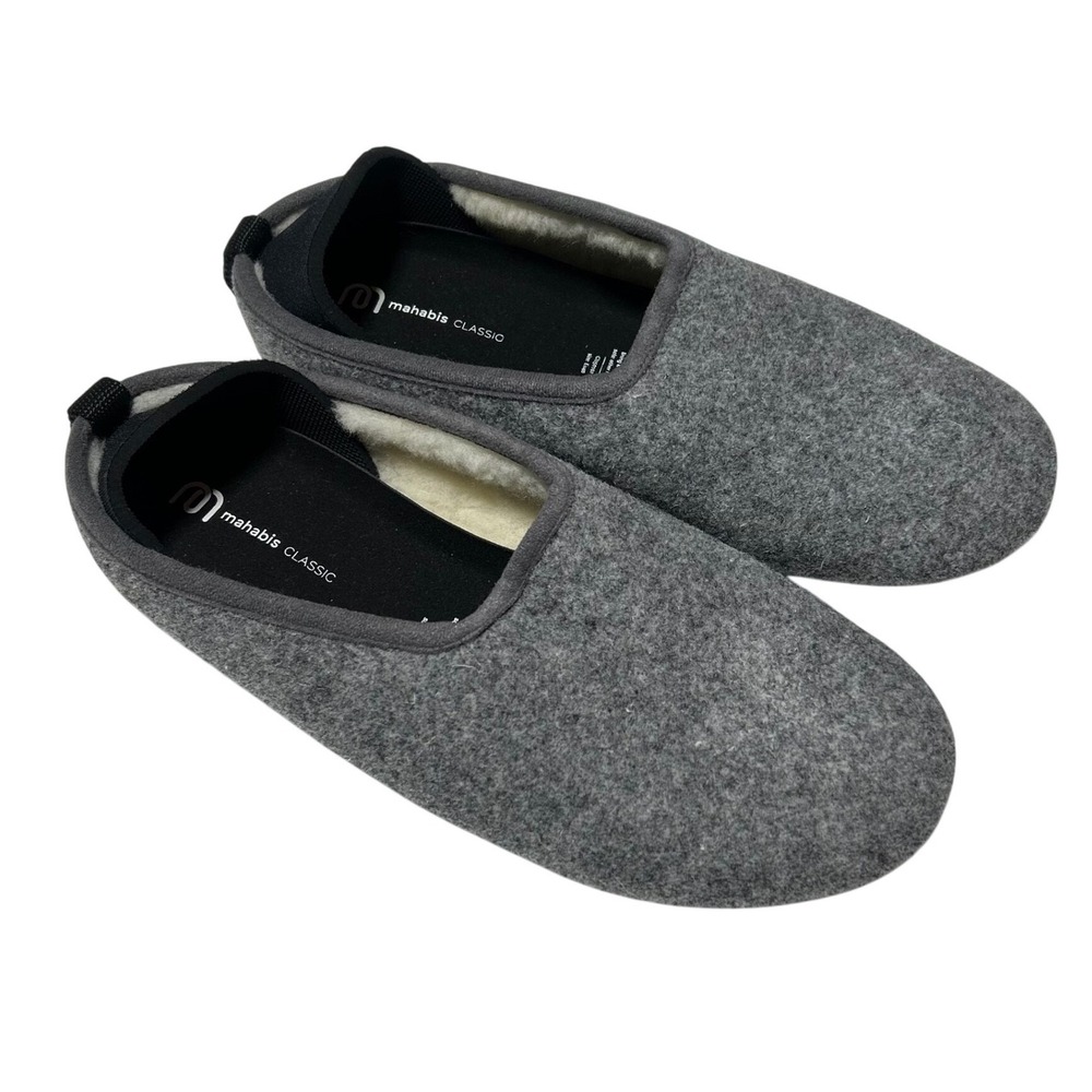 Mahabis Classic Grey Wool Felt Slippers EU 40 CL150102 Made in Portugal
